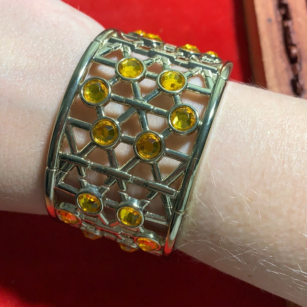 Silver bracelet with orange stones